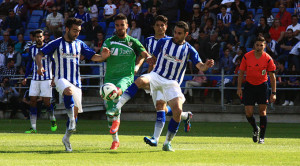 Mario Marín y Antonio Núñez, dos de los jugadores más incisivos en el Decano en el primer tiempo. / Foto: Josele Ruiz.