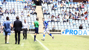 Dani Molina regresará al once del Recre tras su expulsión ante el Melilla. / Foto: Josele Ruiz.