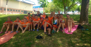 Componentes del Club Natación Huelva, que tuvo una excelente actuación en la prueba celebrada en Mairena del Aljarafe.