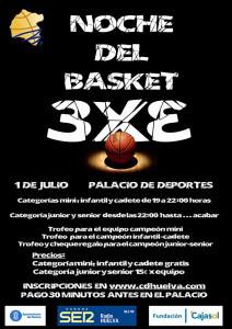 Cartel del torneo de baloncesto del día 1 de julio en el Palacio de Deportes.