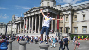 Txema en Trafalgar Square durante su primer día en Londres.