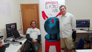 Luis, junto a su compañero Fernando Rojo, en la producción de la película. 