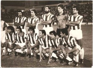       Recreativo de Huelva: Romero, Sivianes, Navarro, Marti, Alcorta, Lora, Joaquín, Torres y Rincón.