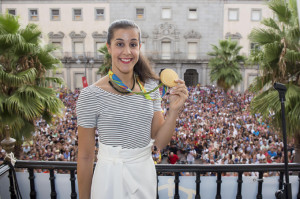 Carolina Marín estará el miércoles en la inauguración del rótulo con su nombre en el Palacio de Deportes.