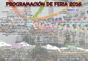 Programación de la Feria 2016. 