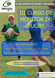 Cartel del Curso de Monitor de Rugby, que se impartirá este sábado en Corrales.