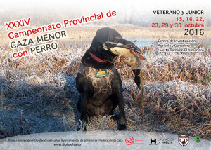 Cartel del Campeonato Provincial de Caza Menor con Perro que se celebra en octubre.