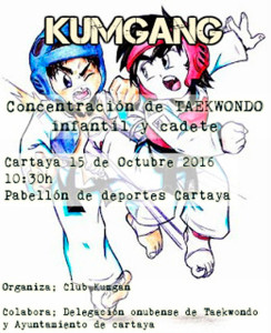 Cartel de la Concentración de taekwondo que tiene lugar en Cartaya.