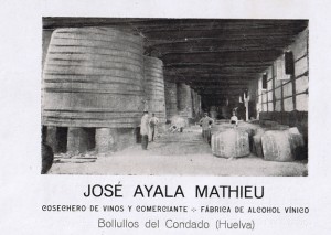 Imagen publicitaria retrospectiva de la sala de cubas de la bodega.