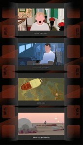 Cuatro muestras de las ilustraciones de la serie 'Escenas de cine'. 