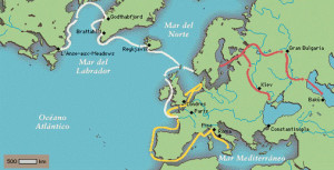 Mapa de las incursiones en lo que ha venido a llamarse la era vikinga. / Foto: proyectosalonhogar