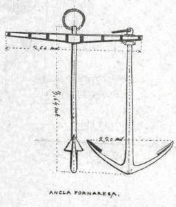 Dibujo del Ancla Foranesa para la Nao Santa María construida para el IV Centenario del descubrimiento, por Cesáreo Fernández Duro. / Foto: Rafael Muñoz.