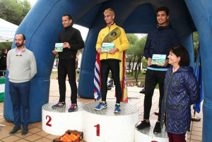 Podio masculino del Cross que tuvo lugar en la Pradera de San Isidro.