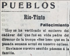 El chino falleció en Riotinto según el diario 'La Provincia'.