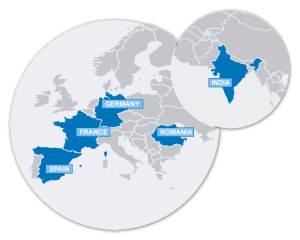 Una multinacional con centros de trabajo en diversos países, como Alemania o India.