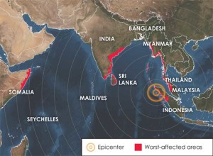 Mapa de localización del tsunami de 2004. / Foto: EARTH Magazine