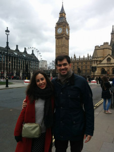 Con su pareja en el Big Ben.