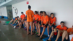 Representantes del Club Natación Huelva en la prueba celebrada en el Andrés Estrada.