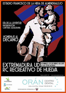 Cartel del partido del domingo en Almendralejo entre el Extremadura y el Recre.