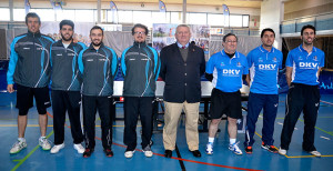 Protagonistas del partido de tenis de mesa que tuvo lugar en Ayamonte. / Foto: J. L. Rúa.