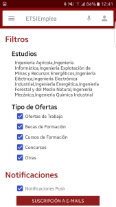 Panel de configuración.