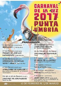 Cartel con la programación del Carnaval de la Luz de Punta Umbría.