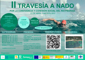 Cartel anunciador de la II Travesía a Nado por la Convivencia y la Cohesión Social del Río Piedras.