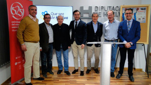 Un momento de la presentación de las Jornadas Técnicas de Balonmano que se celebran en Moguer.