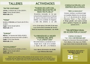 Más actividades que se celebrarán durante el mes de marzo en Trigueros. 