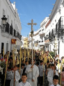 Un momento del Domingo de Ramos celebrado en Trigueros.