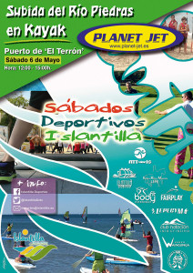 Cartel del próximo Sábado Deportivo de Islantilla, que ofrece una experiencia en kayak.