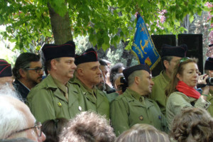 Miembros del Grupo de Reconstrucción Histórica con los uniformes de La Nueve, en el día del acto (Foto: Elin von Munthe).