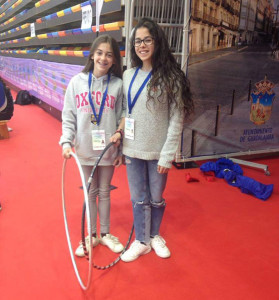 Sofía García y Paloma Toscano, representantes del Rítmico Colombino en el Campeonato de España Base en Guadalajara.