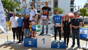 Podio de la prueba masculina que tuvo lugar en San Juan del Puerto.