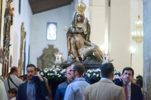 La Virgen de las Angustias en su parroquia.