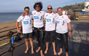 Los cuatro deportistas onubenses que van a tomar parte en la exigente prueba en Lanzarote.