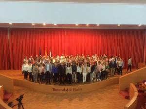 Foto de familia del acto de fin de campaña de la candidatura de Peña Guerrero, celebrado en la tarde de este jueves en la Facultad de Derecho.