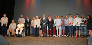 Los premiados durante la II Gala del Fútbol en Cartaya.