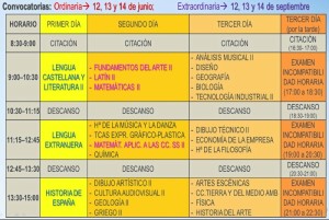 Horarios de Selectividad 2017. 