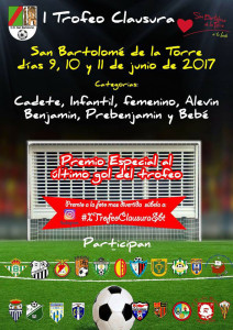 Cartel anunciador del evento futbolístico que se celebra desde el viernes en San Bartolomé de la Torre. 