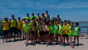 Representantes del Club Piragüismo Tartessos Huelva en el Campeonato de Andalucía de Medio Maratón.