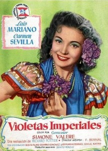       Belleza lozana, simpatía, dotes de actriz, voz excelente, eran algunas de las virtudes que adornaban a Carmen Sevilla. Esta película, “Violetas  imperiales” fue puesta en la pantalla de este Cine el 20 de junio de 1955.