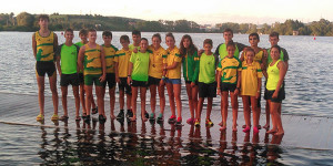 Componentes del Club Piragüismo Tartessos en el Campeonato de España celebrado en aguas asturianas.