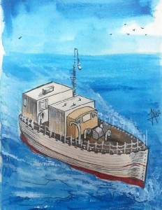 Dibujo de Ángel Martínez Rodríguez basado en la fotografía del Sea Kayen.