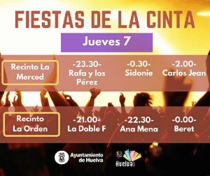 Actuaciones Fiestas de la Cinta para el jueves 7 de septiembre. 