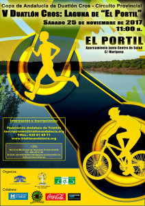 Cartel del V Duatlón Cros 'Laguna de El Portil' que tendrá lugar el 25 de noviembre.