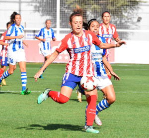 Sólo muy al final del partido pudo el cuadro colchonero doblegar al Sporting. / Foto: www.lfp.es.