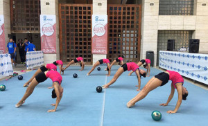 Representantes del Rítmico Colombino en la pasada Feria del Deporte.