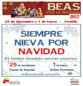 Cartel de las nevadas en Beas.