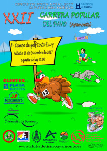 Cartel de la XXII Carrera Popular del Pavo, que se celebra este sábado en el campo de golf de Costa Esury en Ayamonte.